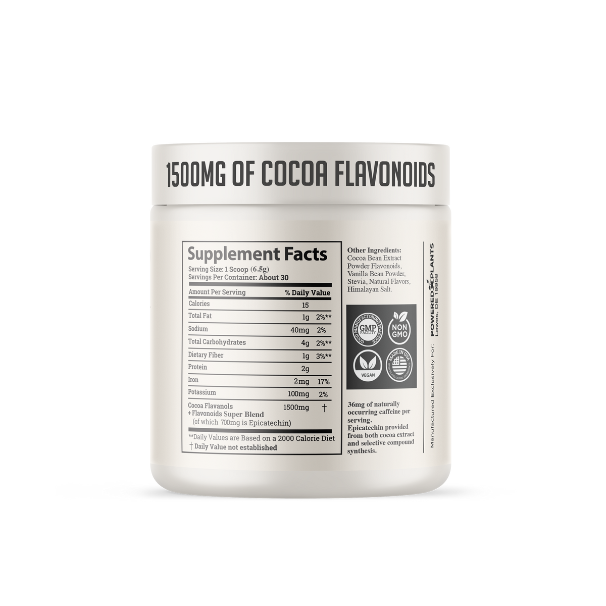 Powered Cocoa — High Flavanol Cocoa, 1,500 mg Flavanols
