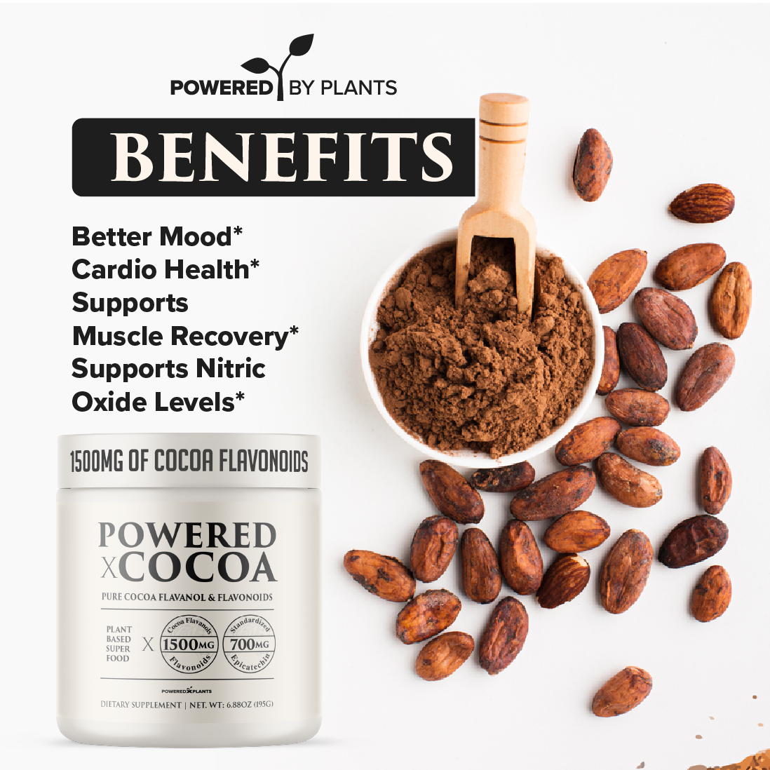 Powered Cocoa — High Flavanol Cocoa, 1,500 mg Flavanols
